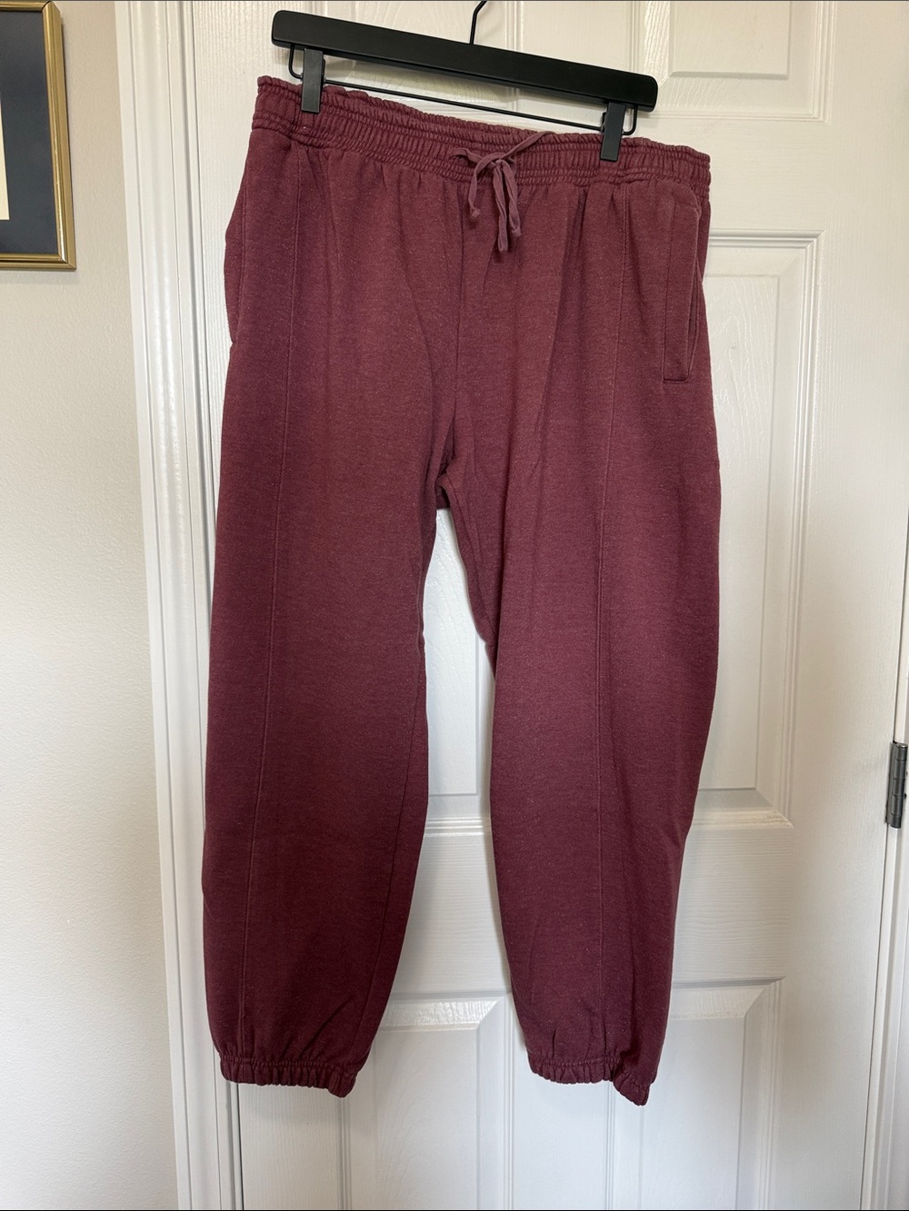 Anthropologie Daily Practice Maroon Sparkle Maroon Drawstring Sweatpants Sz Lg